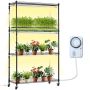Metal plant stand with 180W grow lamp, 4 tiers, 89x31x145 cm
