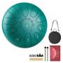 Steel reed rain drum 25.4 cm, green, with music book and mallets