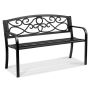 Outdoor metal bench 50 inches with backrest and armrests