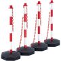 Adjustable traffic cones, 4 pcs., red and white, with chain 2.44 m
