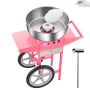 Electric cotton candy maker, 1000 W, 52 cm stainless steel bowl, with trolley, pink