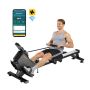 Magnetic rowing machine with bluetooth and LCD screen, 16 resistance levels, foldable