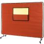 Welding curtain, fireproof, 6x8 feet, with metal frame and wheels, red
