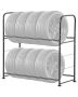 Tire storage rack, 2 shelves, steel stand for up to 8 tires, adjustable height