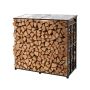 Powder-coated metal firewood rack with sloping roof, 143 cm, 299 kg load capacity