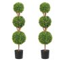 Sztuczny bukszpan w formie topiary, 48 cali, 2 szt., zielony, z doniczkami