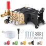 Pressure washer pump 25.4 mm, horizontal triple piston, 289 bar, 16 l/min, set with 5 nozzles