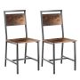 Dining chair set, 2 pcs., wooden with metal frame, leather, brown-black