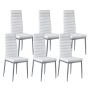 Modern 6-piece leather dining chair set, white legs