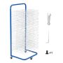 Blue White Carbon Steel Art Drying Rack with 25 Removable Shelves and Casters, 17x13x39.4 inches