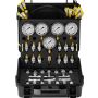 Hydraulic pressure test set, 10-600 bar, 5 gauges, 13 connectors, carrying case