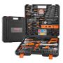 216-piece tool set with case, universal for household repairs