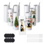8 pcs. sublimation double wall glasses, 591.5 ml, with straw and lid