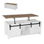 Rustic style lift-up coffee table, 1200 mm, white, with storage compartment
