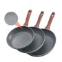 Zestaw patelni do jajek aluminiowych, 3 szt., szary, uchwyt antypoślizgowy