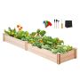 Raised wooden bed 7.9x2x0.8 feet, outdoor planter box burlywood
