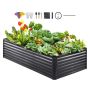 Raised Bed, Galvanized Metal Planter Box, 94.5x47.2x23.6 inches, Dark Gray