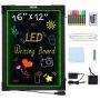 LED writing board with lighting, 40x30 cm, erasable