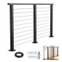 Zestaw balustrad kablowych ze stali nierdzewnej w kolorze matowej czerni, 198 cm