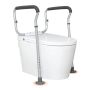 Toilet safety rail with padded armrests, adjustable