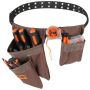 Tool belt with 13 pockets, adjustable, brown, polyester