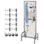 Ściana z czarnej siatki stalowej 600x1640 mm z kółkami i 10 haczykami