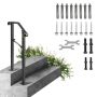 Outdoor staircase railing, wrought iron, black, 1-2 steps