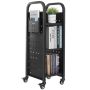 Czarny wózek biblioteczny na książki, 100 kg, 32x35x93,5 cm, z kółkami