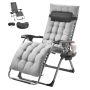 Gray Zero Gravity Lounge Chair, 26" with Cushion and Cup Holder