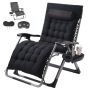 Zero Gravity Lounge Chair, Adjustable, Black, 33 Inch, with Cushion and Cup Holder