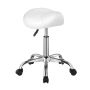Ergonomiczny fotel siodłowy z kółkami, skóra PU, biały, udźwig 450 kg