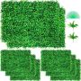 Sztuczne panele z bukszpanu, 24x16 cali, 8 sztuk, zielony żywopłot do dekoracji