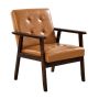 Fotel Accent w stylu mid-century modern z solidną drewnianą ramą i skórą PU