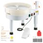 Ceramics wheel 35 cm with adjustable speed and foot pedal, white