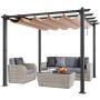 Pergola ogrodowa aluminiowa 10'x10' z rozsuwanym daszkiem, beżowa
