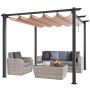 Pergola ogrodowa aluminiowa 10'x10' z rozkładanym daszkiem, beżowa