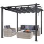 10'x10' aluminiowa, chowana pergola ogrodowa z baldachimem, szara