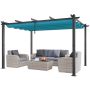 Pergola ogrodowa aluminiowa 10'x13' z rozsuwanym daszkiem, niebieska