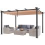 Pergola ogrodowa aluminiowa 10x13 z rozsuwanym daszkiem, beżowa