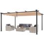 Pergola ogrodowa aluminiowa 12'x16' z rozkładanym daszkiem, beżowa