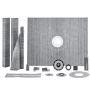 Shower enclosure cornice and tray set, 1219x1524 mm, PVC flange, stainless steel grate