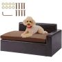 Dog and cat sofa bed, medium size, leather, black