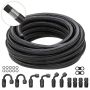 8AN fuel line kit, 6 m nylon and stainless steel hose, black, with 12 swivel adapters
