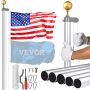 20ft Aluminum Flagpole Kit for Outdoor, Silver