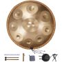 Handpan drum 55.9 cm, 9 notes, D minor, steel, manual