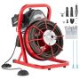 Sewer cleaning machine 370W, 75ft x 1/2 inch, with drill and 4 cutting tools