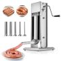 Manual meat stuffer, stainless steel, 5 L, 5 tubes, two speeds