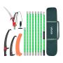 Manual retractable tree pruner with saw and scissors, 65Mn steel, fiberglass handle, 3 m