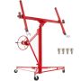 Drywall lift with roller mechanism, steel, 68 kg load capacity, telescopic handle, lockable castors, 335 cm height