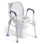 Raised toilet seat with armrests, height adjustable, 136 kg load capacity